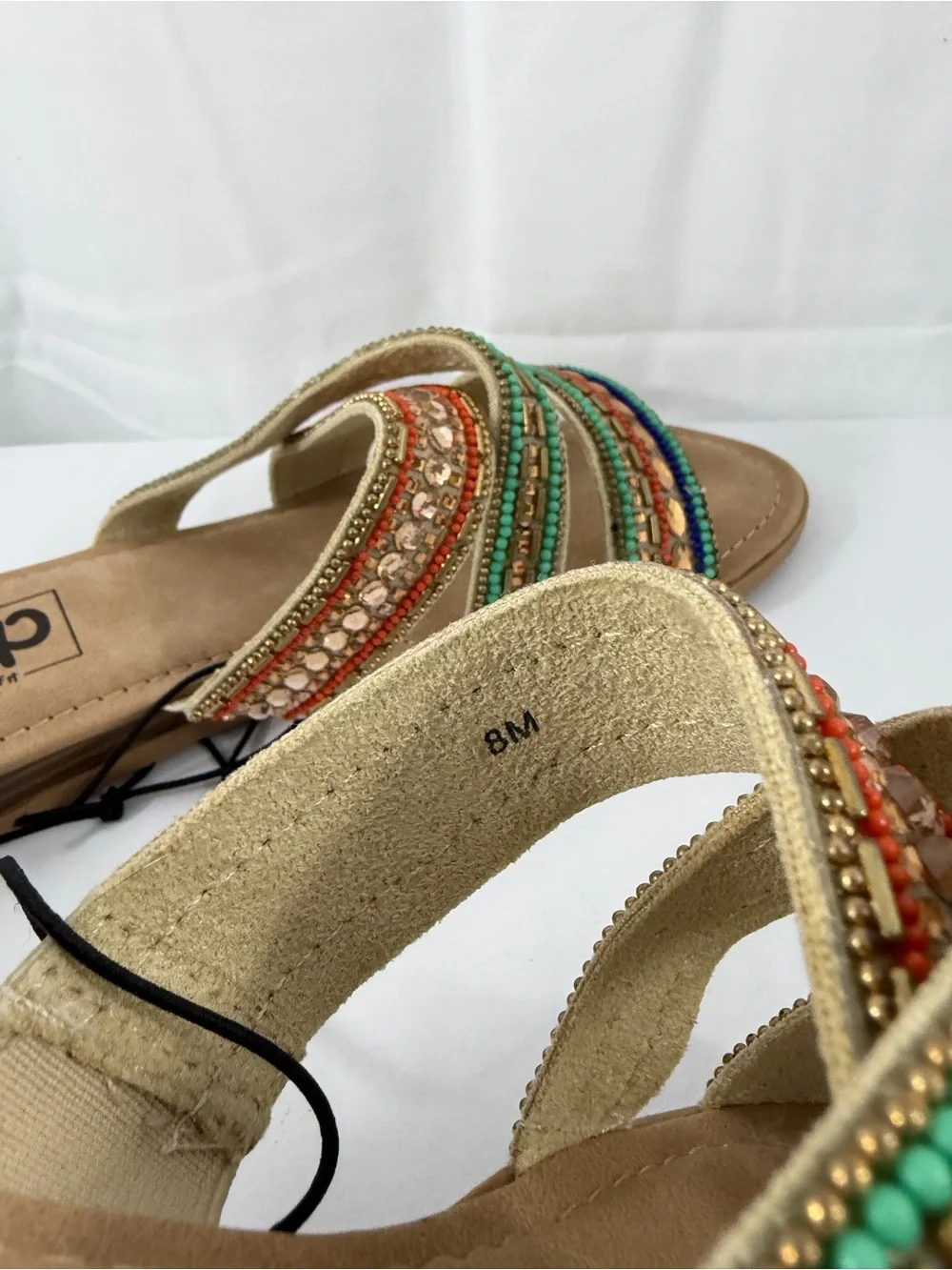 NWT POP Women’s Size 8 Beaded Multi-Color Slide Sandals
